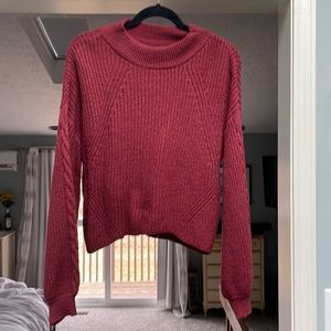 Bubble sleeve Cable knit crop sweater